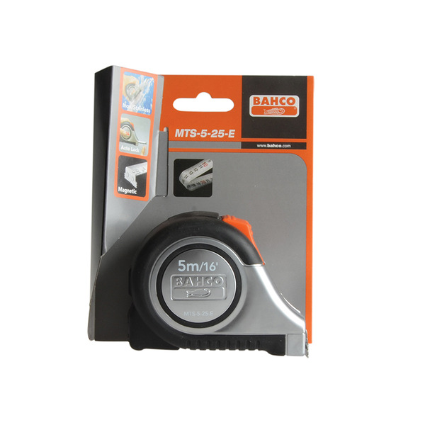 Bahco BAHMTS525E MTS Reversible Magnetic Tip Auto Pocket Tape 5m/16ft (Width 25mm)
