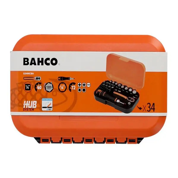 Bahco BAHS34MC8H S34MC8H 1/4in Drive Socket & Bit Set, 34 Piece