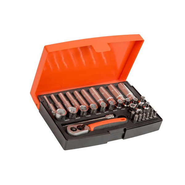 SL25L 1/4in Deep Drive Socket Set, 37 Piece