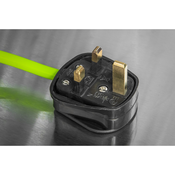 Sealey BCR10G 10m Cassette Type Cable Reel with Thermal Trip 2 x 230V & 2 x USB - Hi-Vis Green