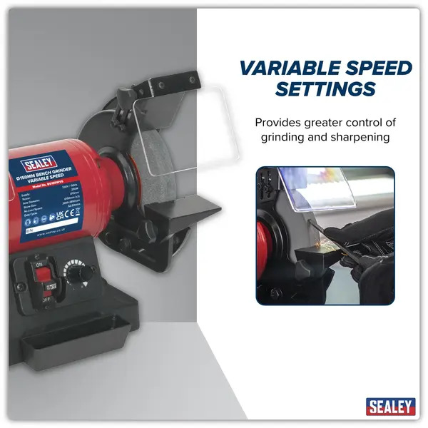 Sealey BG150WVS 150mm Bench Grinder with Variable Speed 250W/230V