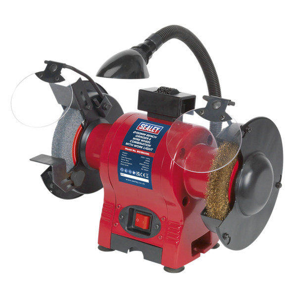 Sealey BG150XWL 150mm Bench Grinder & Wire Wheel Combination with Worklight 250W/230V