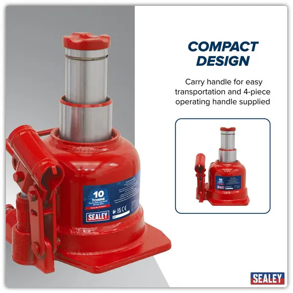 Sealey BJ10LE Low Profile Telescopic Bottle Jack 10 Tonne