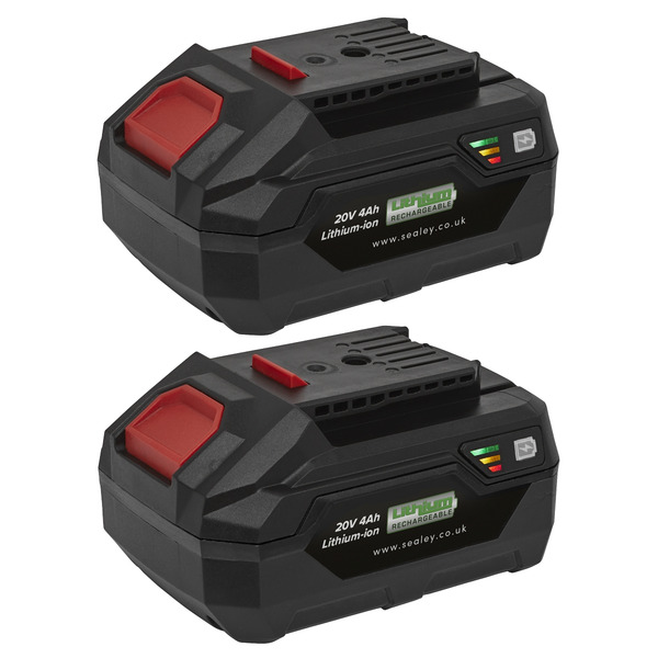 Sealey BK04 SV20 Series Power Tool Battery 20V 4Ah - Pack of 2