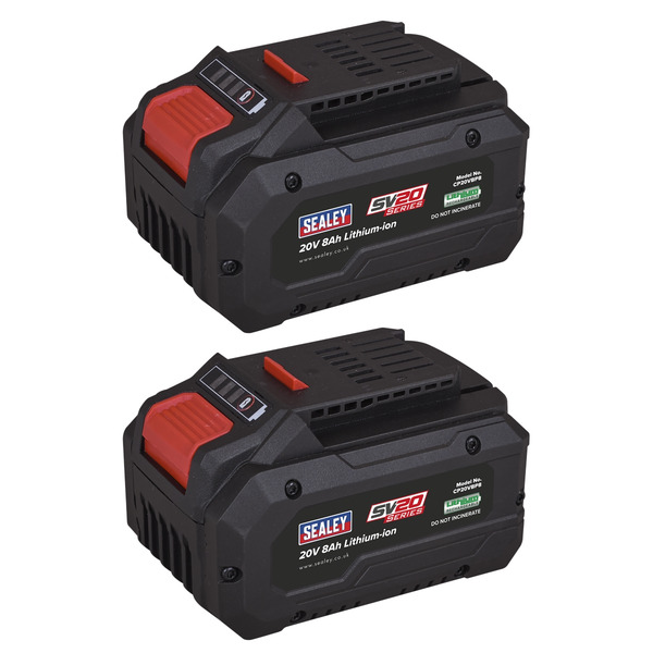 Sealey SV20 Series Power Tool Battery 20V 8Ah - Pack of 2