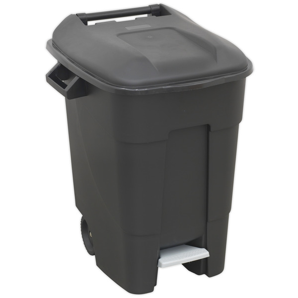 Sealey BM100P Refuse/Wheelie Bin with Foot Pedal 100L - Black