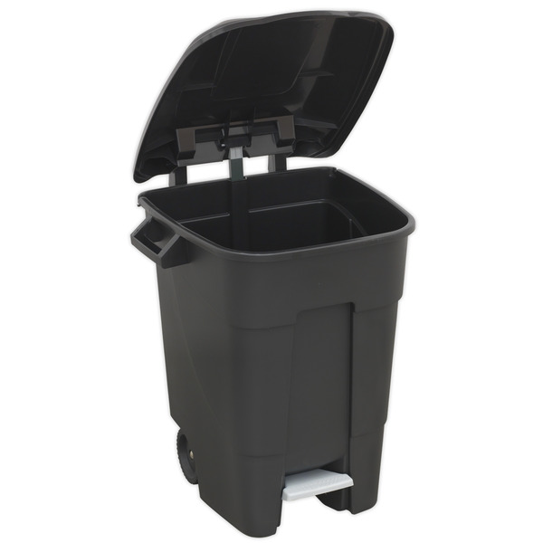 Sealey BM100P Refuse/Wheelie Bin with Foot Pedal 100L - Black