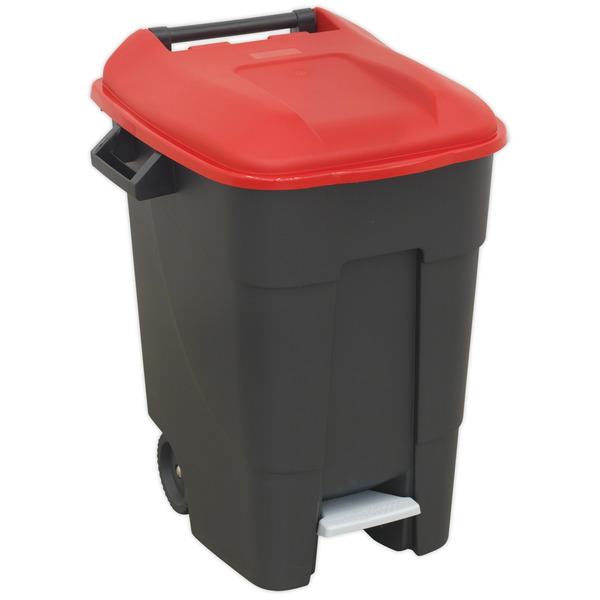 Sealey BM100PR Refuse/Wheelie Bin with Foot Pedal 100L - Red