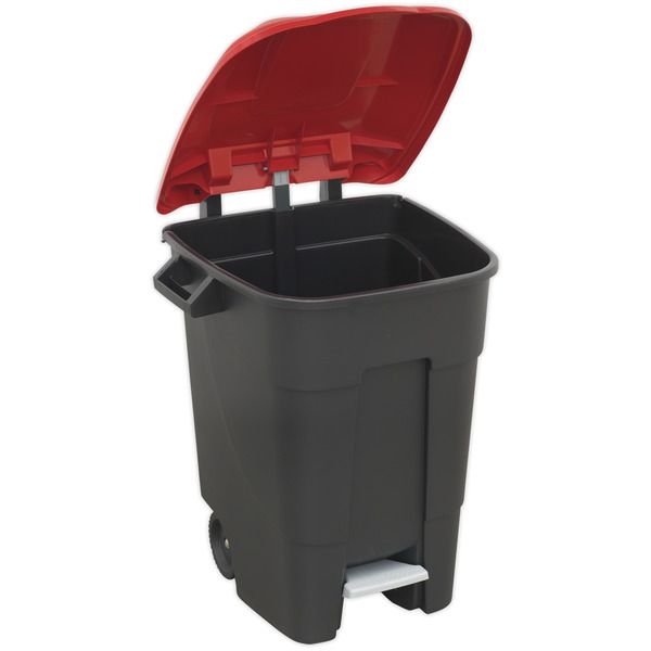 Sealey BM100PR Refuse/Wheelie Bin with Foot Pedal 100L - Red