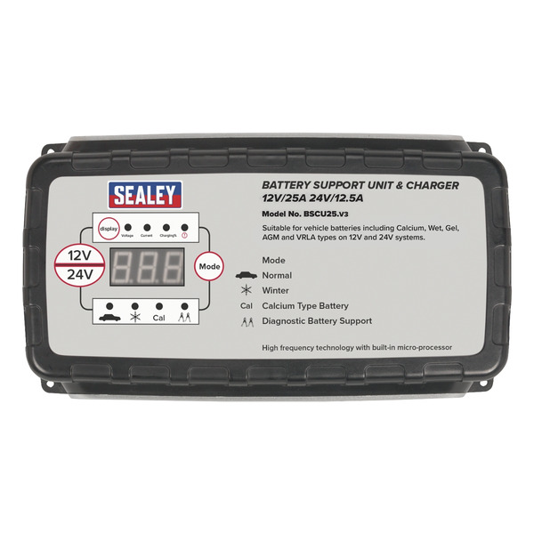 Sealey 12V-25A/24V-12.5A Battery Support Unit & Charger