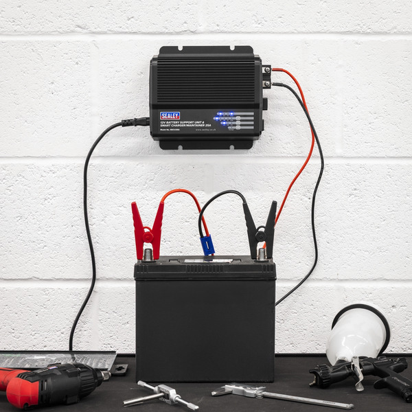 Sealey 12V Battery Support Unit & Smart Charger/Maintainer 25A
