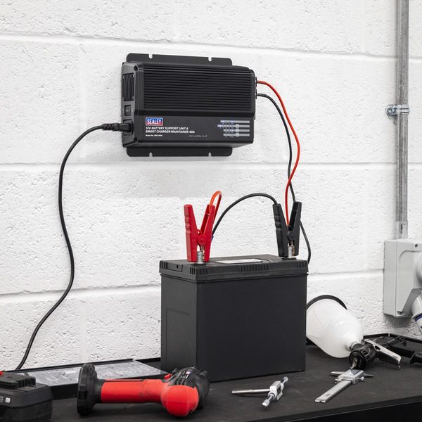Sealey 12V Battery Support Unit & Smart Charger/Maintainer 40A