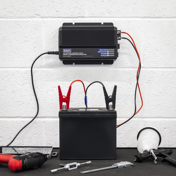 Sealey 12V Battery Support Unit & Smart Charger/Maintainer 40A