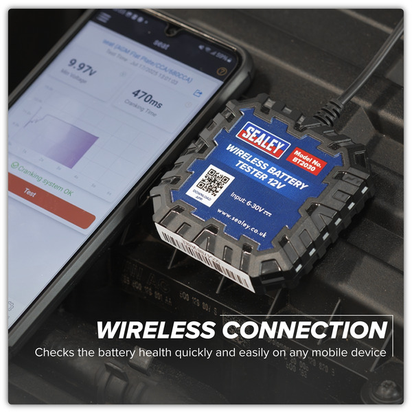 Sealey BT2030 Wireless Battery Tester 12V