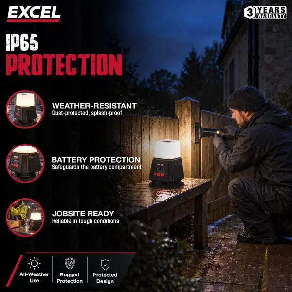 Excel EXL10766 10766 18V/240V 10000 Lumens Hybrid 360° Site Light