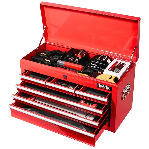 Excel 12955 Roller Tool Chest Cabinet 8 Drawers Storage Toolbox Red