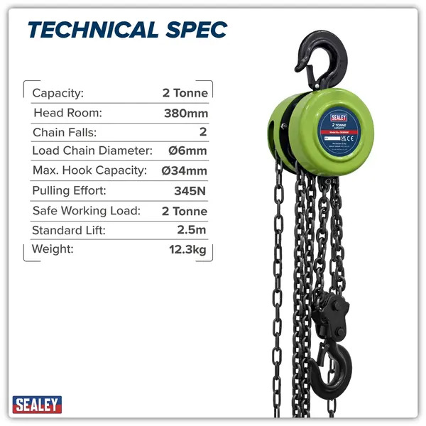 Sealey CB2000E 2.5m Chain Block 2 Tonne
