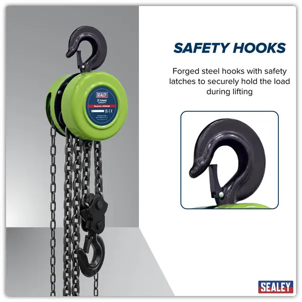 Sealey CB3000E 3m Chain Block 3 Tonne