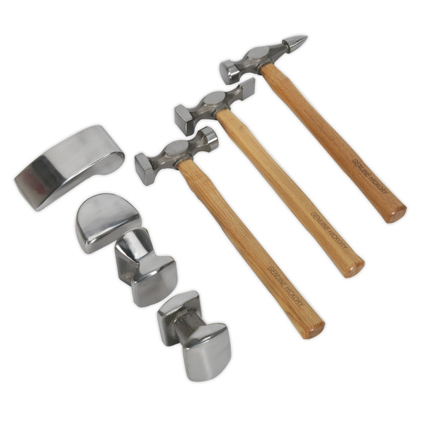 Sealey CB507 Drop-Forged Panel Beating Set with Hickory Shafts 7pc