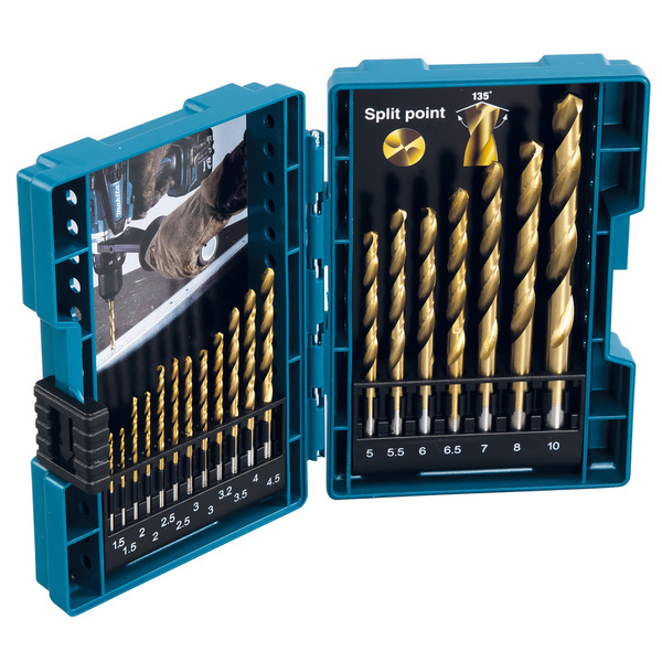 Makita D-67527 HSS TiN Metal Drill Bit Set 19pc