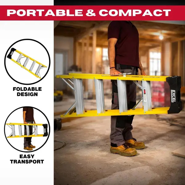 Excel 6414 Electricians Fibreglass Step Ladder 5 Tread 1.2m Heavy Duty