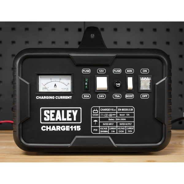 Sealey CHARGE115 12/24V Battery Charger 19A 230V
