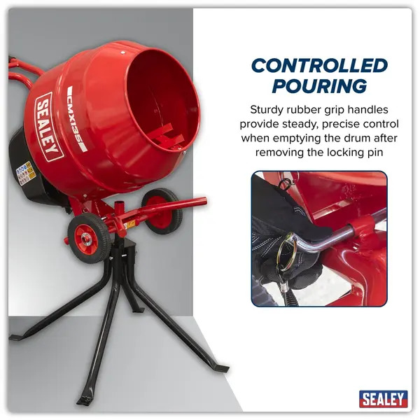 Sealey CMX135 135L Cement Mixer with Stand 550W
