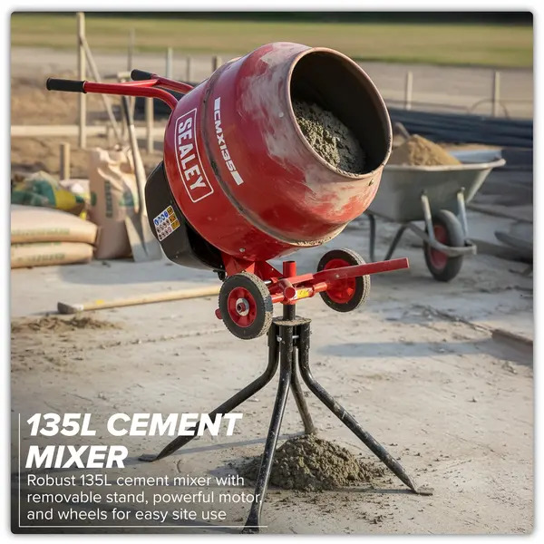 Sealey CMX135 135L Cement Mixer with Stand 550W