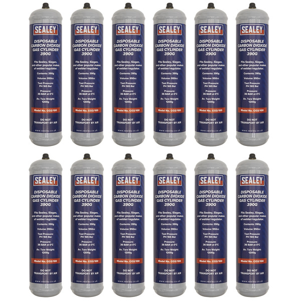 Sealey Disposable Carbon Dioxide Gas Cylinder 390g - Box of 12