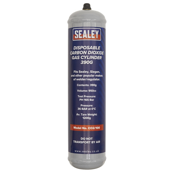 Sealey Disposable Carbon Dioxide Gas Cylinder 390g - Box of 12