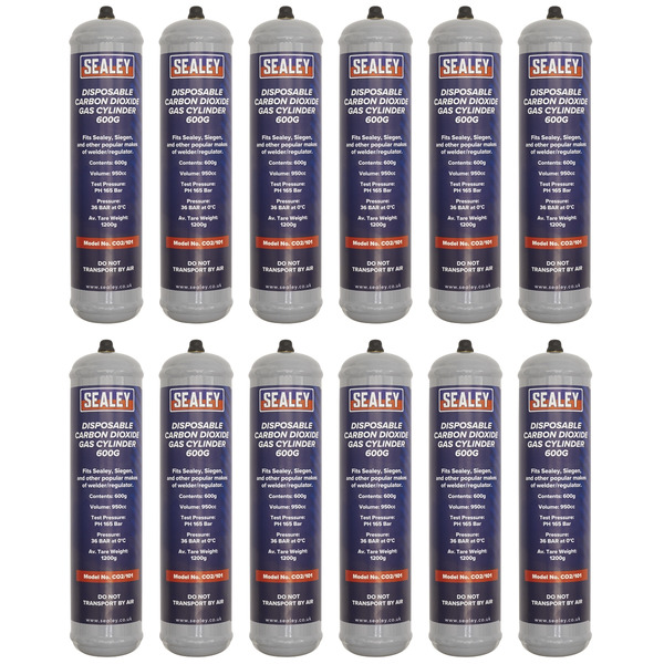 Sealey Disposable Carbon Dioxide Gas Cylinder 600g - Box of 12