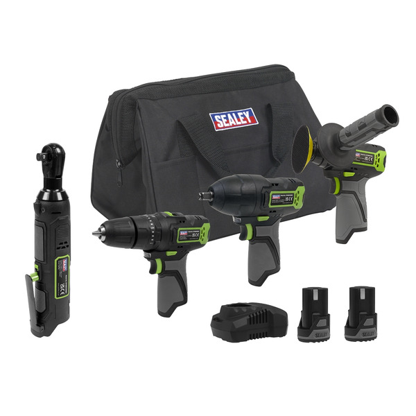 Sealey 5 x SV10.8 Series Cordless Power Kit 10.8V - 2 Batteries & Euro Plug