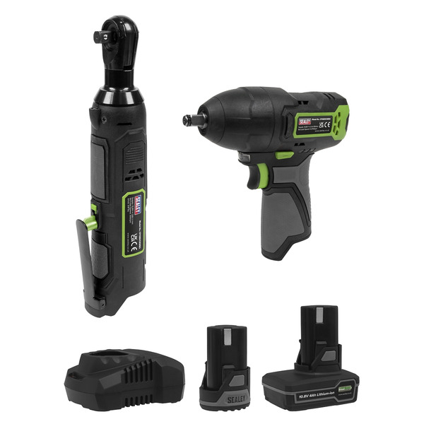 Sealey CP108VCOMBO6EU 2 x SV10.8 Series Cordless Power Tool Kit 10.8V - 2 Batteries & Euro Plug