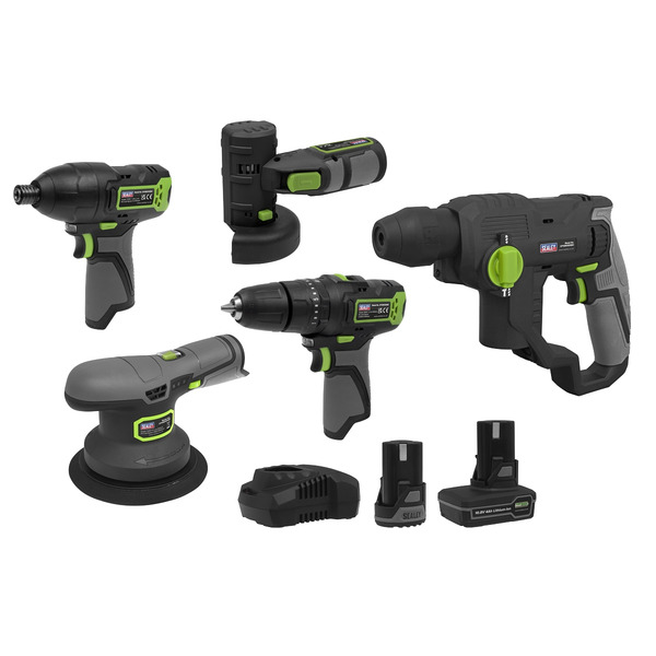 Sealey 5 x SV10.8 Series Cordless Power Kit 10.8V - 2 Batteries