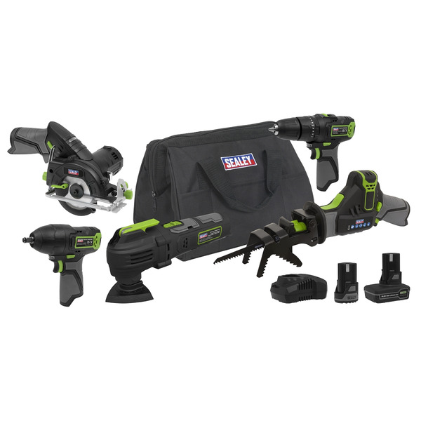 Sealey CP108VCOMBO8EU 5 x SV10.8 Series Cordless Power Kit 10.8V - 2 Batteries & Euro Plug