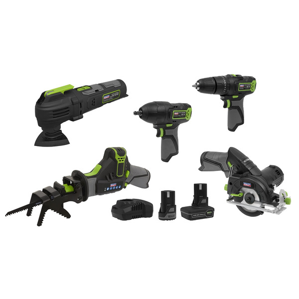 Sealey CP108VCOMBO8EU 5 x SV10.8 Series Cordless Power Kit 10.8V - 2 Batteries & Euro Plug