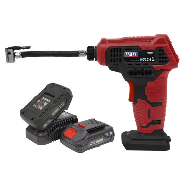 Sealey CP20VAPKIT SV20 Series Cordless Tyre Inflator Kit 20V 2Ah - 2 Batteries