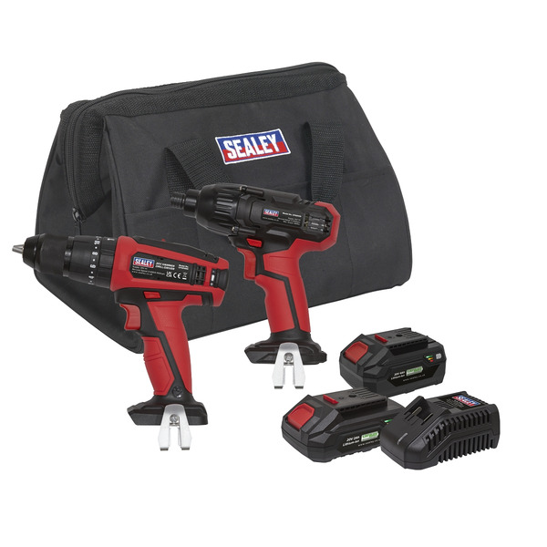 Sealey 2 x SV20 Series Cordless Power Tool Kit 20V - 2 Batteries