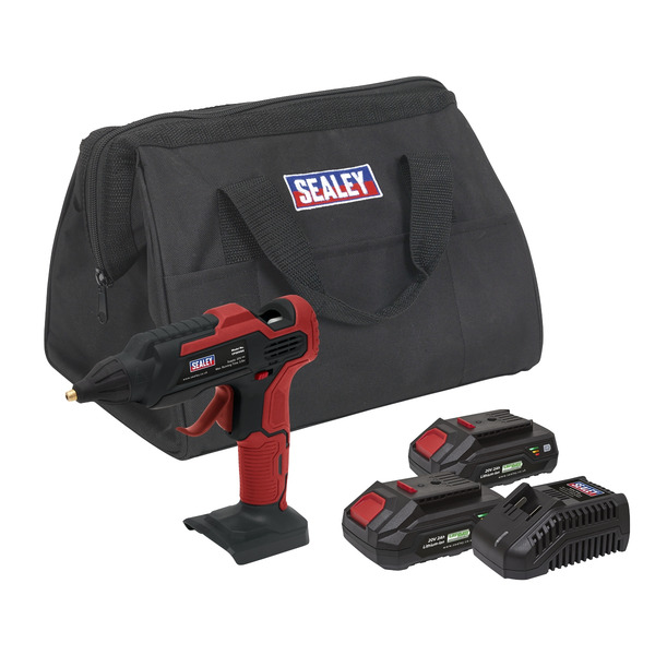 Sealey CP20VGGKIT SV20 Series Cordless Glue Gun Kit 20V 2Ah - 2 Batteries