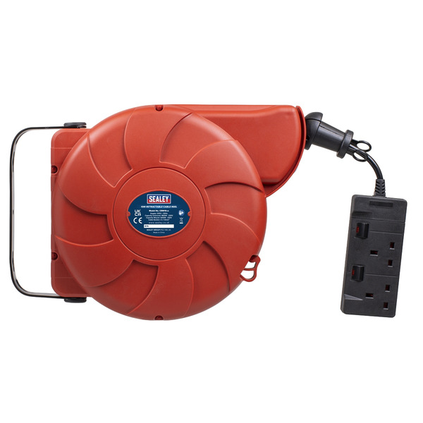 Cable Reel System Retractable 10m 2 x 230V Socket