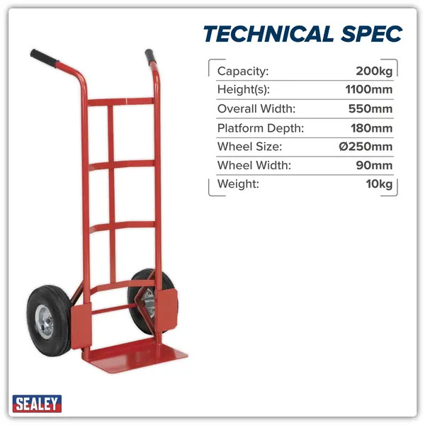 Sealey CST986 Sack Truck with Pneumatic Tyres 200kg Capacity
