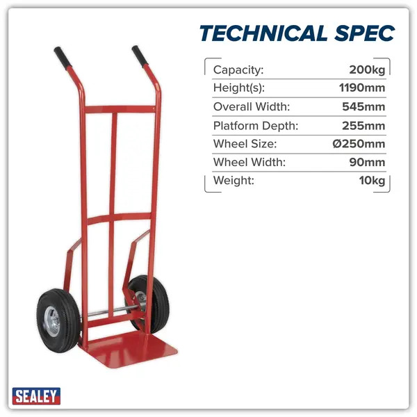Sealey CST987 Sack Truck with Pneumatic Tyres 200kg Capacity