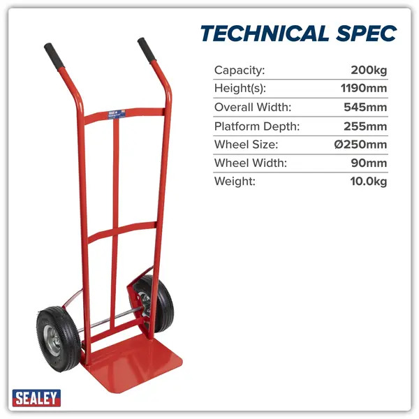 Sealey CST987 Sack Truck with Pneumatic Tyres 200kg Capacity