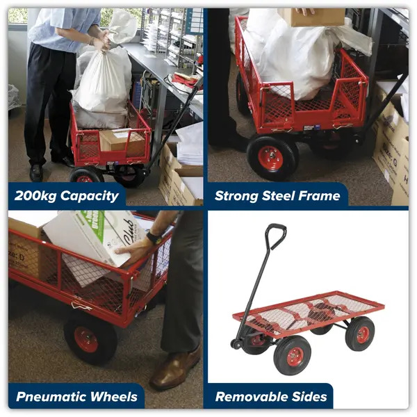 Sealey CST997 Platform Truck with Removable Sides & Pneumatic Tyres 200kg Capacity