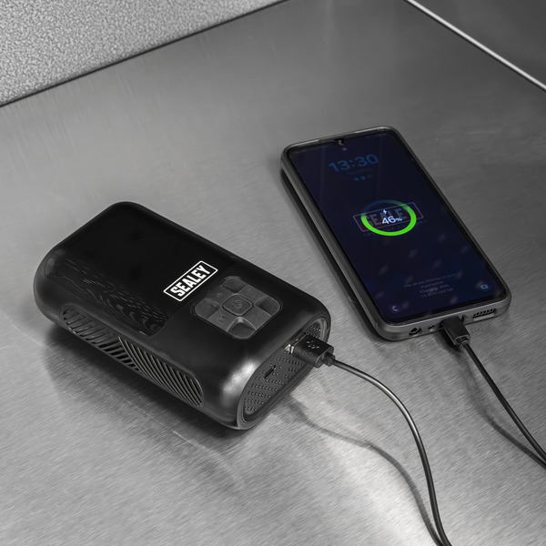Sealey Tyre Inflator & Power Bank with Worklight Rechargeable