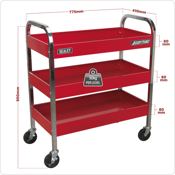 Sealey CX103 American PRO&reg; 3-Level Heavy-Duty Trolley