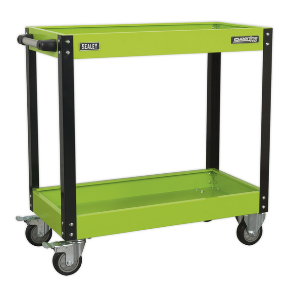Sealey CX109HV Superline PRO&reg; Heavy-Duty Workshop Trolley 2-Level - Hi-Vis Green