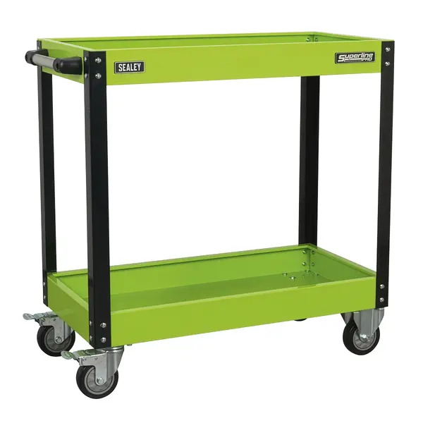 Sealey CX109HV Superline PRO&reg; Heavy-Duty Workshop Trolley 2-Level - Hi-Vis Green
