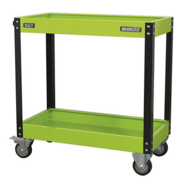 Sealey CX109HV Superline PRO&reg; Heavy-Duty Workshop Trolley 2-Level - Hi-Vis Green