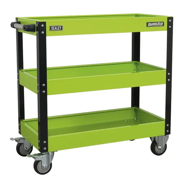 Sealey CX110HV Superline PRO&reg; Heavy-Duty Workshop Trolley 3-Level - Hi-Vis Green